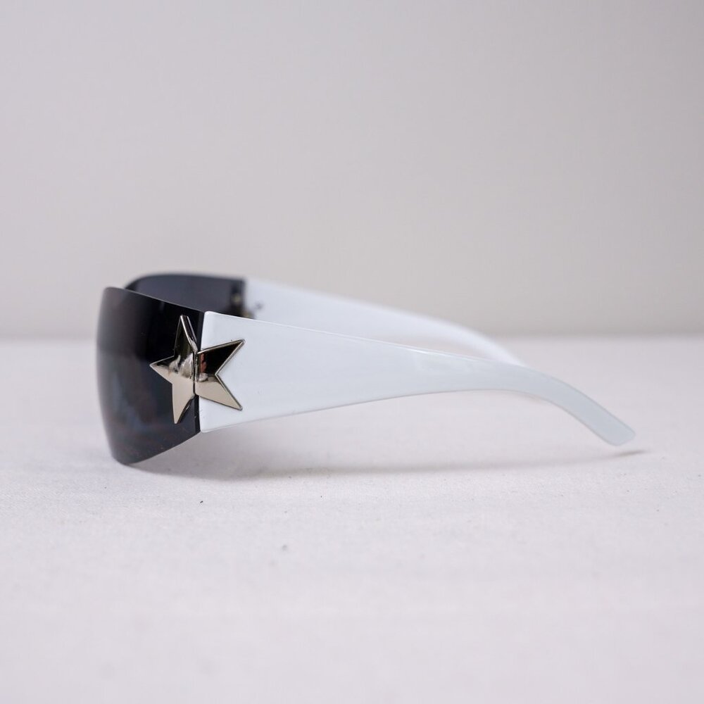 y2k rimless style white star wrap sunglasses